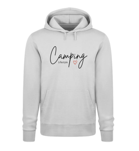 Camping Lifestyle Liebe Damen Organic Hoodie in Heather Grey