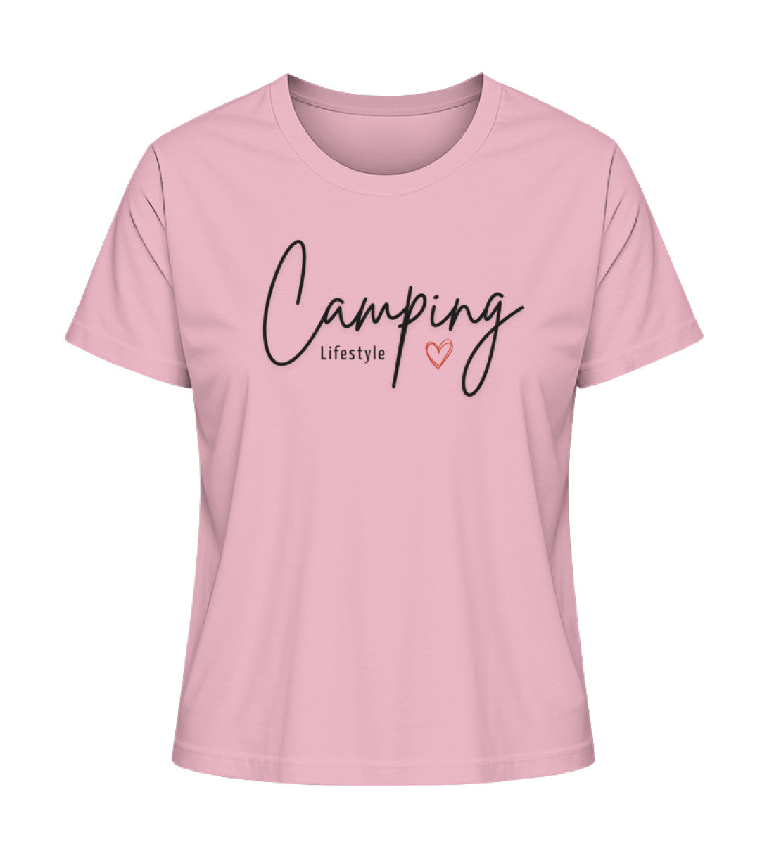 Camping Lifestyle Liebe Damen Organic T-Shirt in Cotton Pink