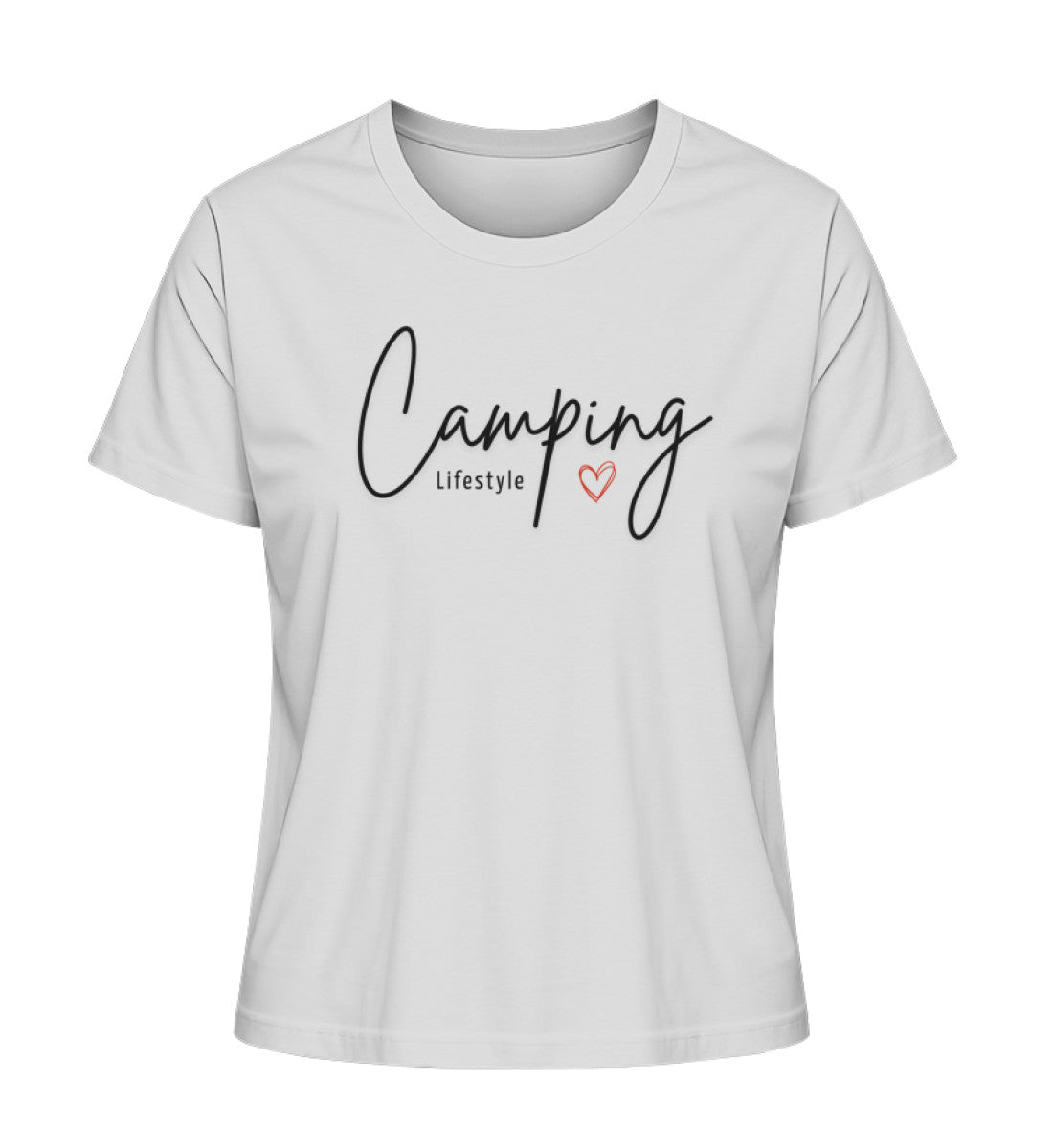 Camping Lifestyle Liebe Damen Organic T-Shirt in Heather Grey