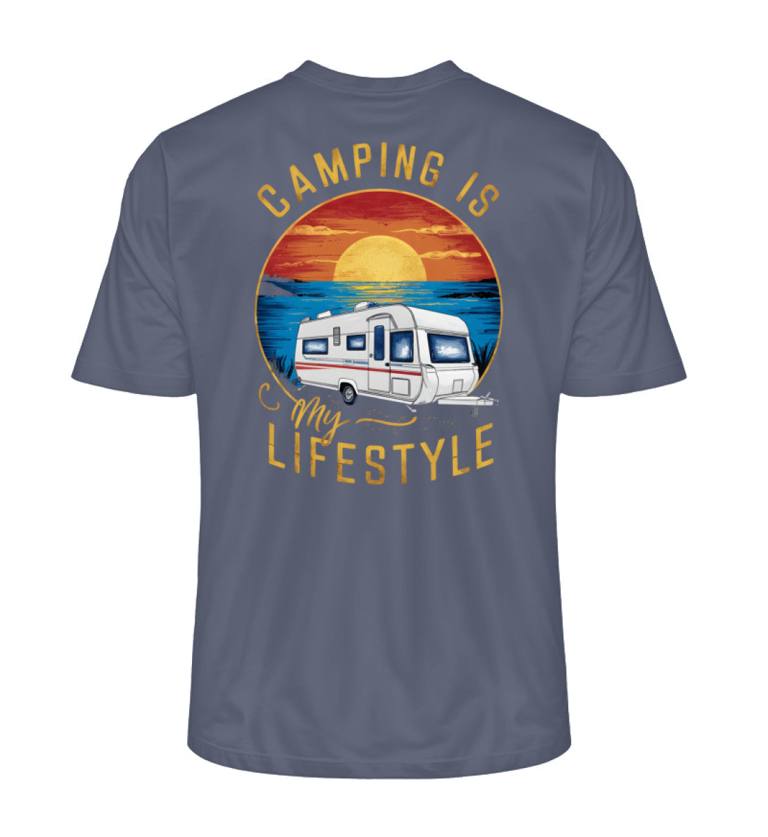 Camping my Lifestyle Hoodie für Damen in Dark Heather Blue