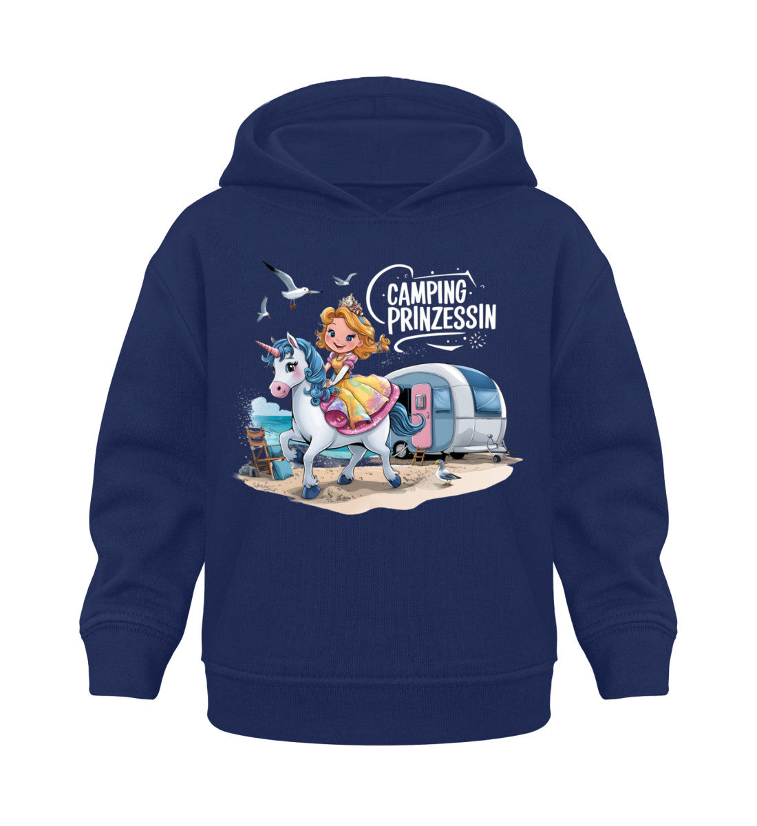 Camping Prinzessin Baby Organic Hoodie in French Navy