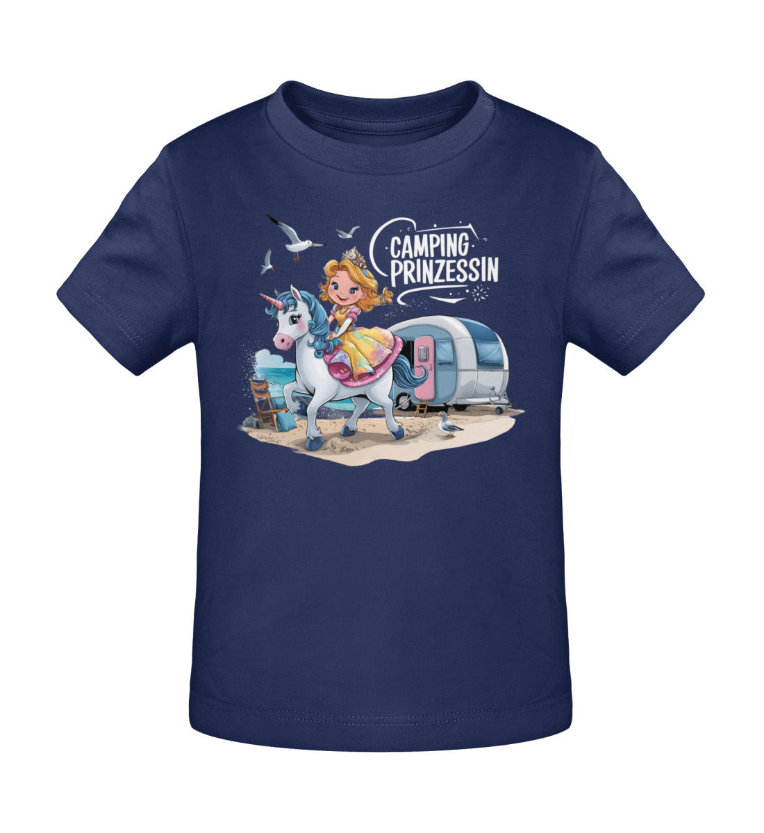 Camping Prinzessin Baby Organic T-Shirt in French Navy