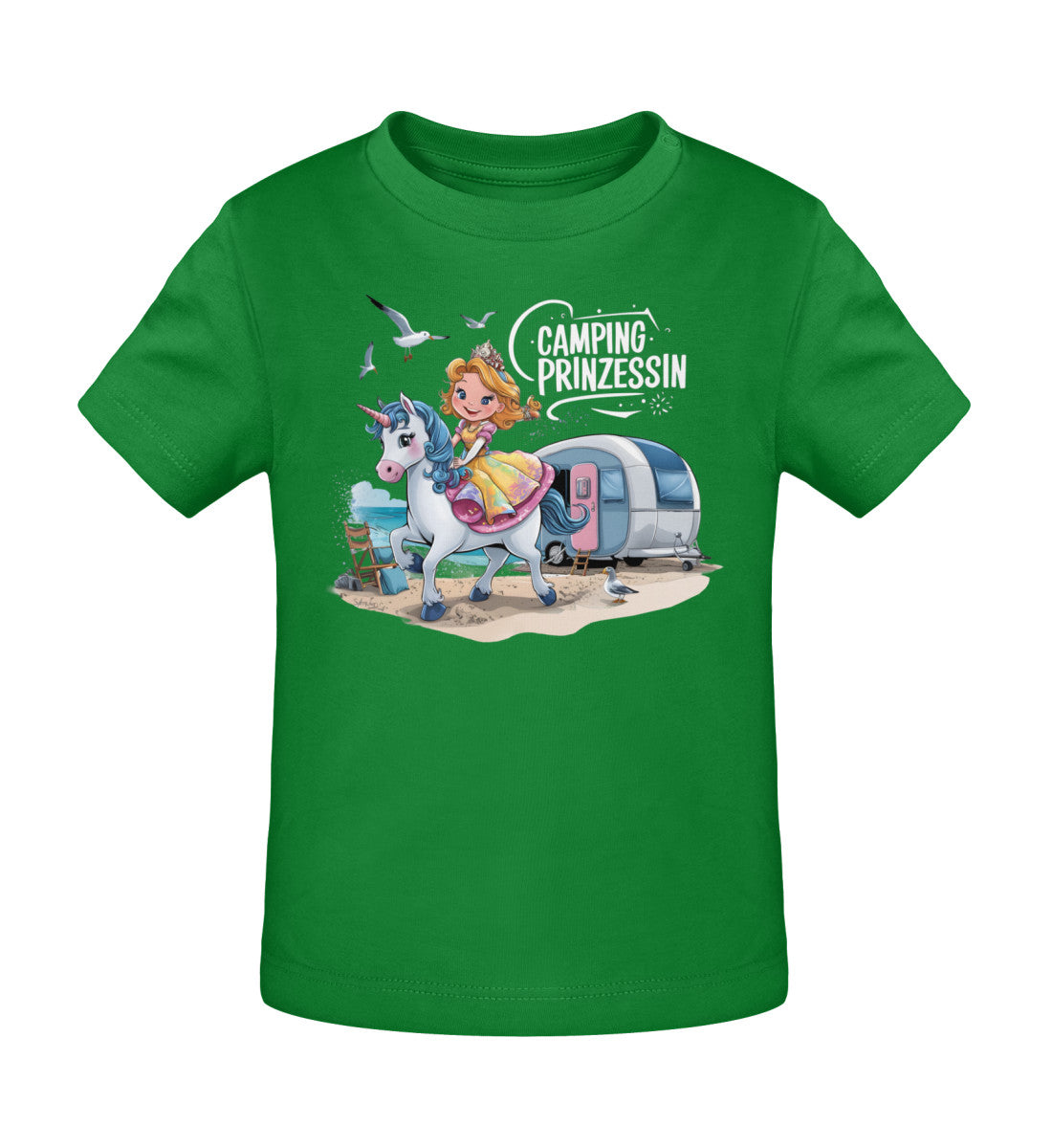 Camping Prinzessin Baby Organic T-Shirt in Fresh Green