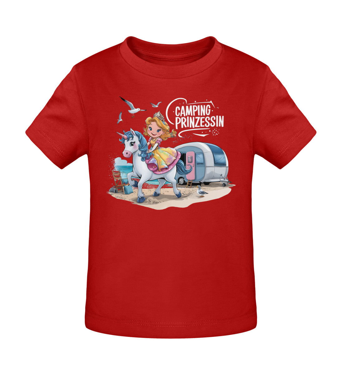 Camping Prinzessin Baby Organic T-Shirt in Rot
