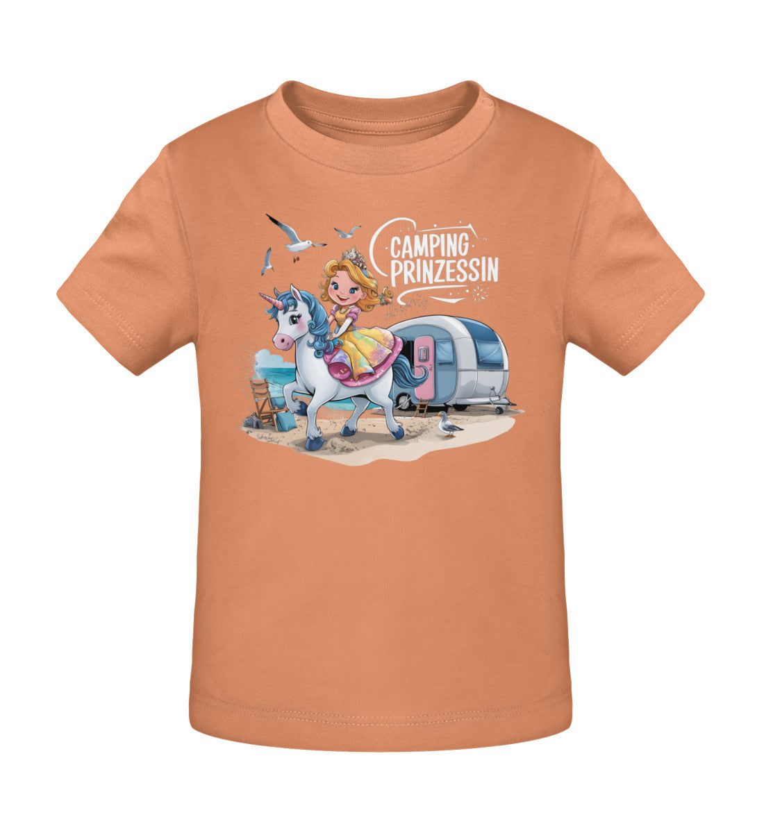 Camping Prinzessin Baby Organic T-Shirt in Volcano Stone