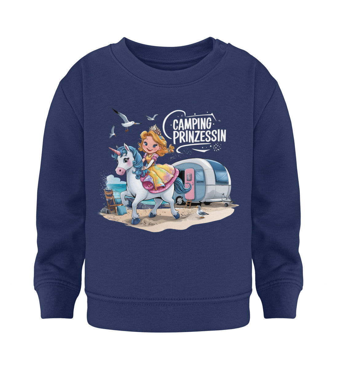 Camping Prinzessin Baby Organic Sweatshirt in French Navy