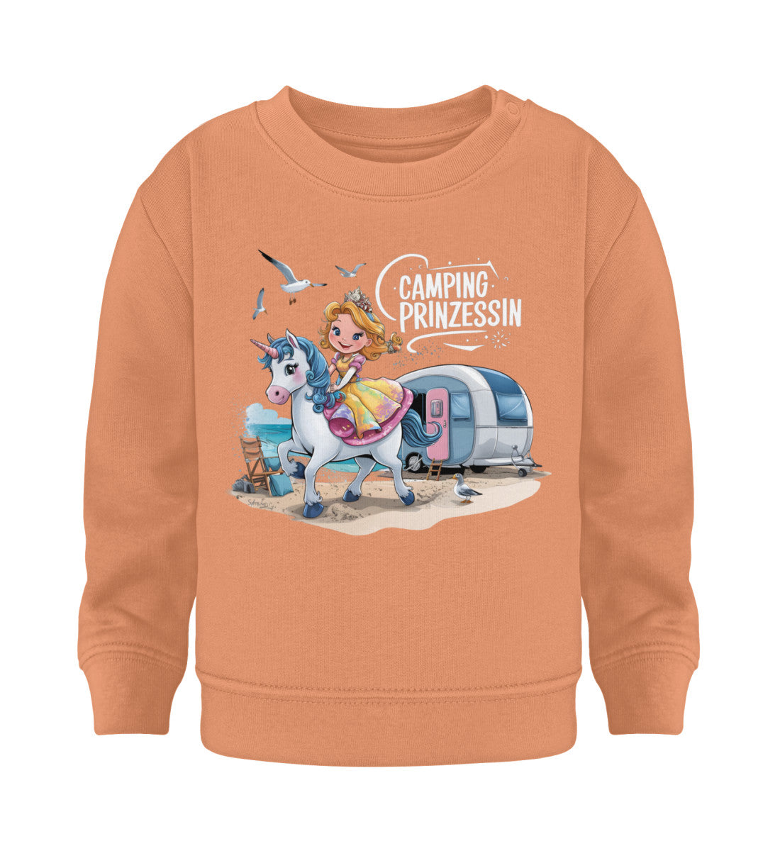 Camping Prinzessin Baby Organic Sweatshirt in Volcano Stone