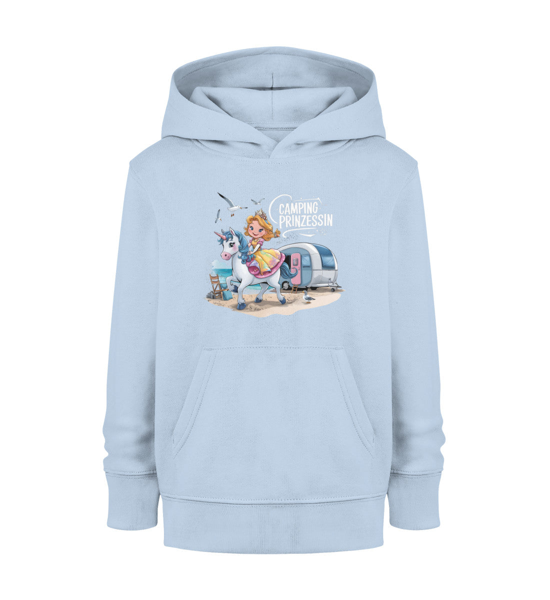 Camping Prinzessin Kinder Organic Hoodie in Blue Soul