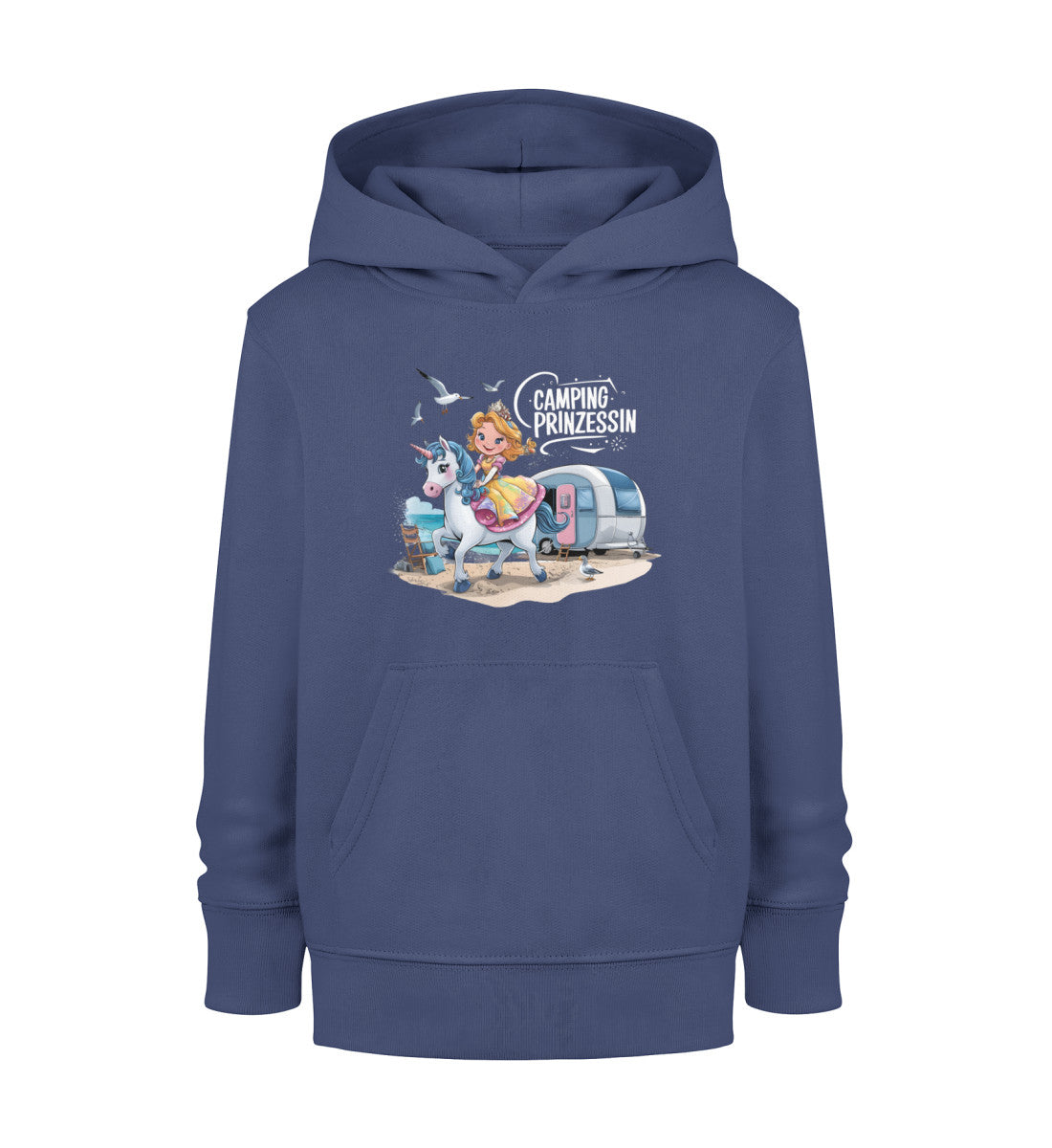 Camping Prinzessin Kinder Organic Hoodie in French Navy