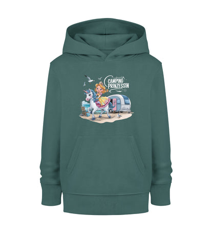 Camping Prinzessin Kinder Organic Hoodie in Glazed Green