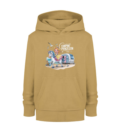 Camping Prinzessin Kinder Organic Hoodie in Ochre