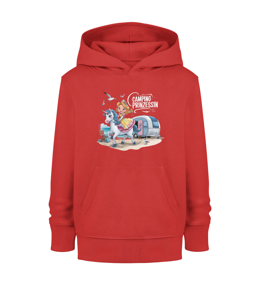 Camping Prinzessin Kinder Organic Hoodie in Rot