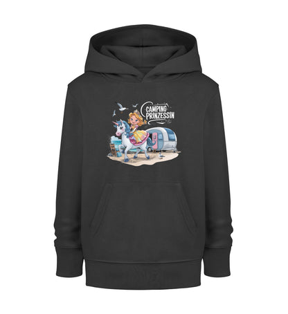 Camping Prinzessin Kinder Organic Hoodie in Schwarz