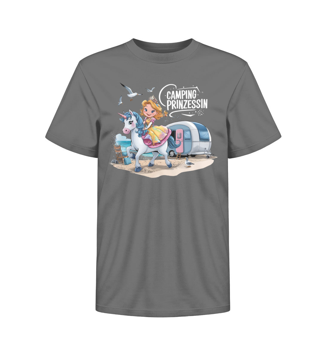 Camping Prinzessin Kinder Organic T-Shirt in Anthracite