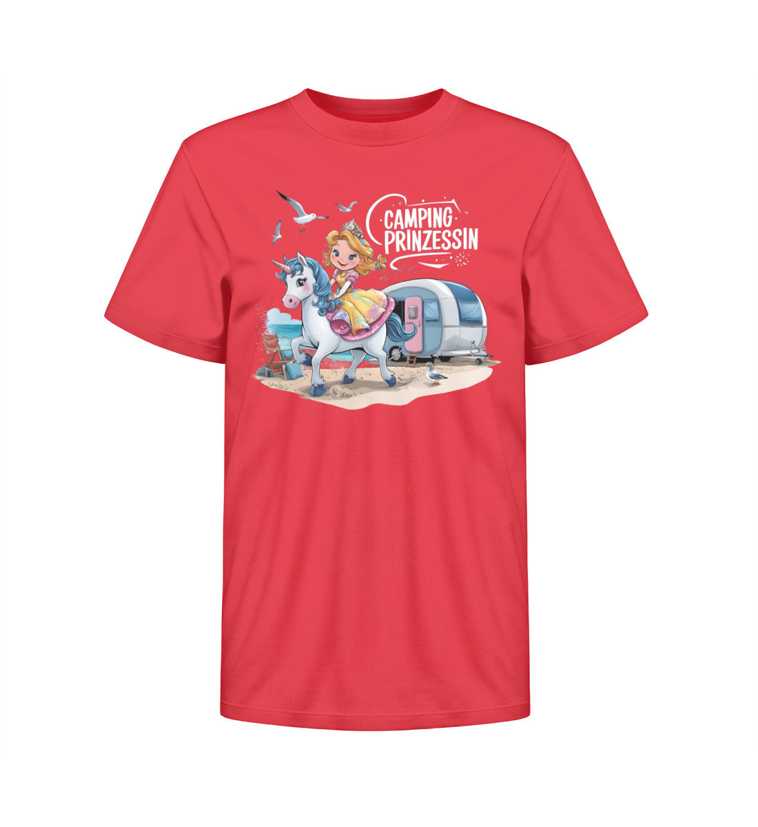 Camping Prinzessin Kinder Organic T-Shirt in Rot