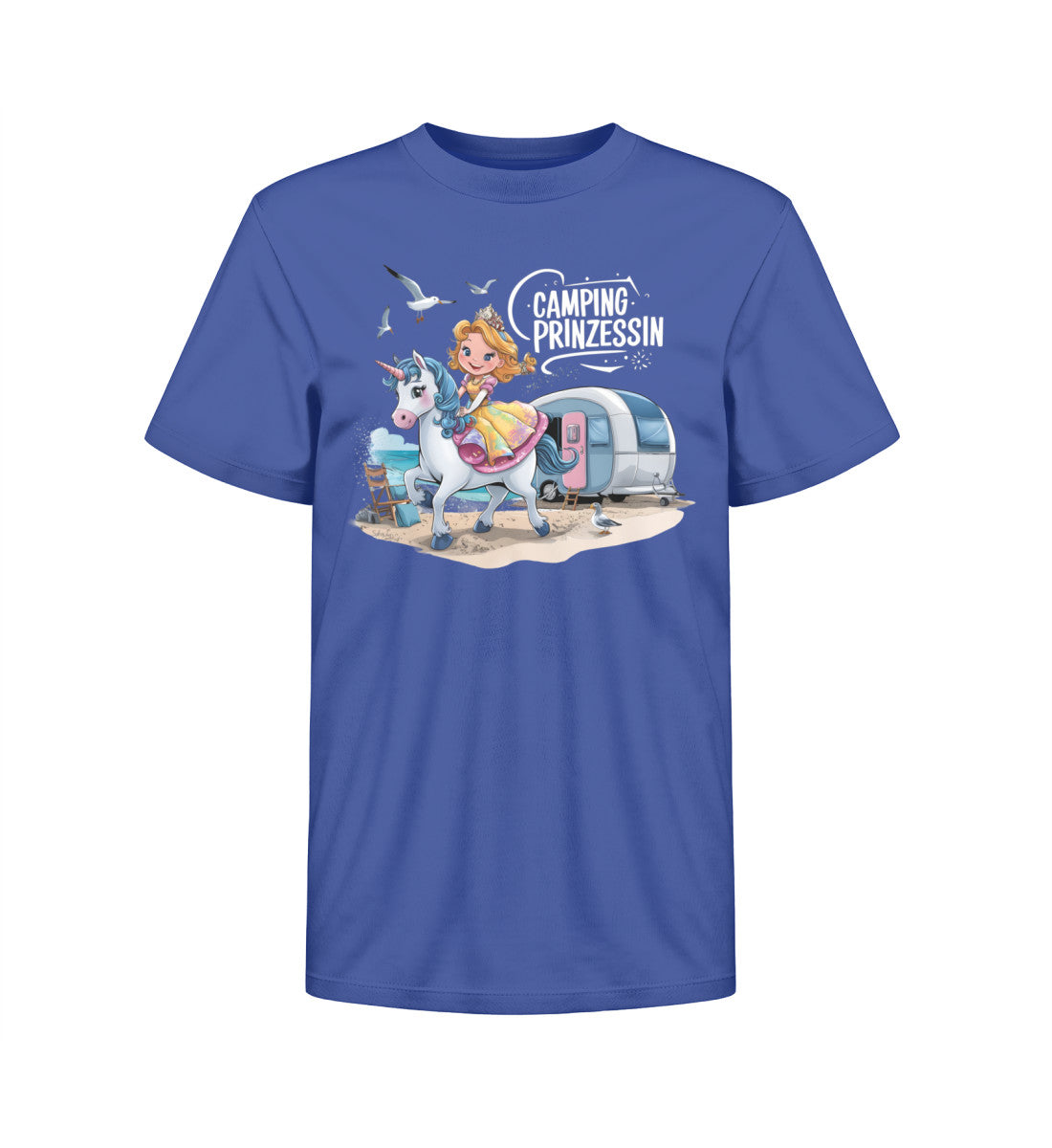 Camping Prinzessin Kinder Organic T-Shirt in Royal Blue