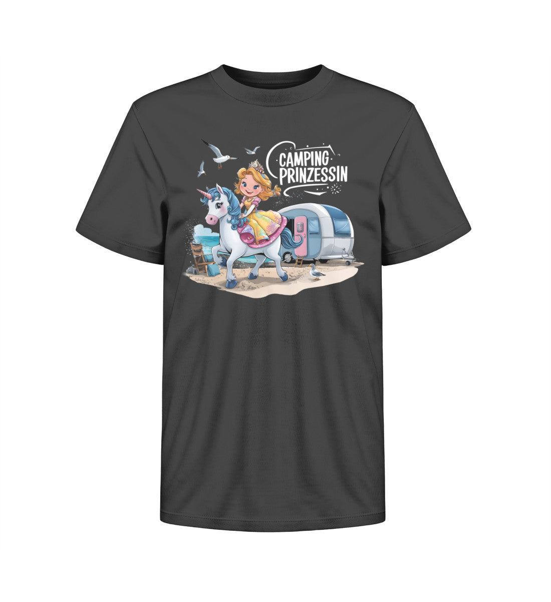 Camping Prinzessin Kinder Organic T-Shirt in Schwarz