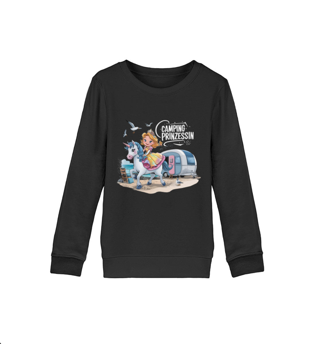 Camping Prinzessin Kinder Organic Sweatshirt in Schwarz