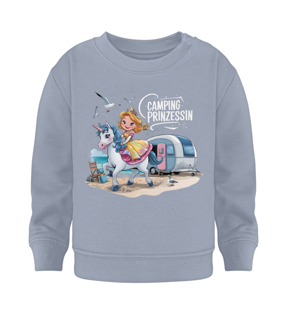 Camping Prinzessin Kinder Organic Sweatshirt in Serene Blue