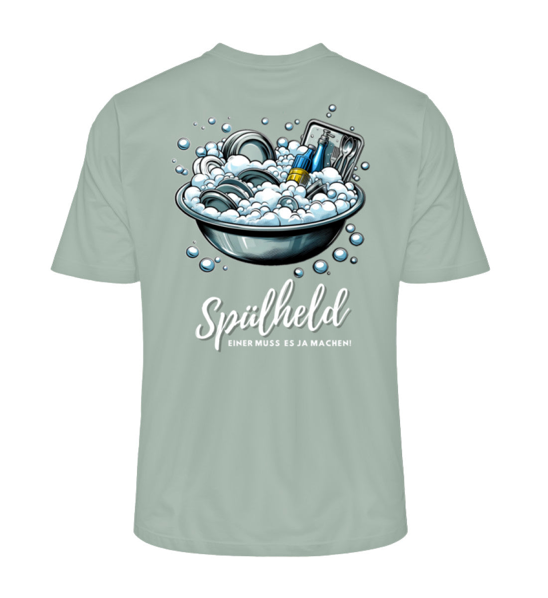 Camping Spülheld Herren Organic T-Shirt in Aloe