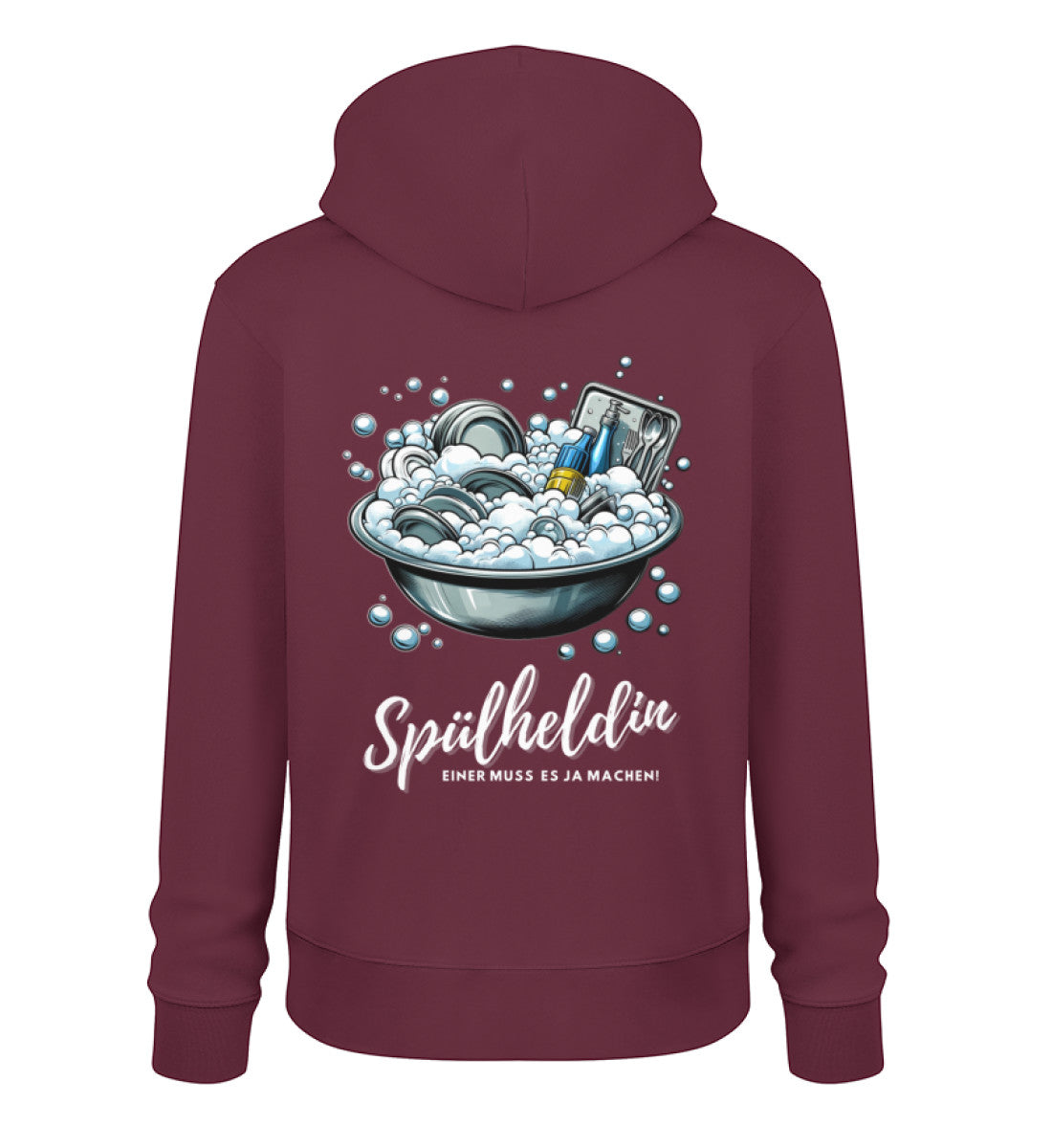 Camping Spülheldin Damen Organic Hoodie in Burgundy