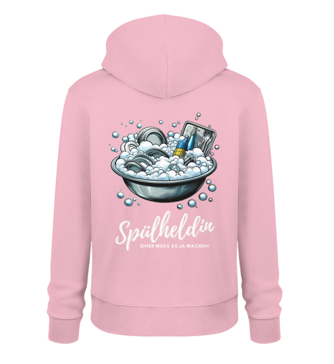 Camping Spülheldin Damen Organic Hoodie in Cotton Pink