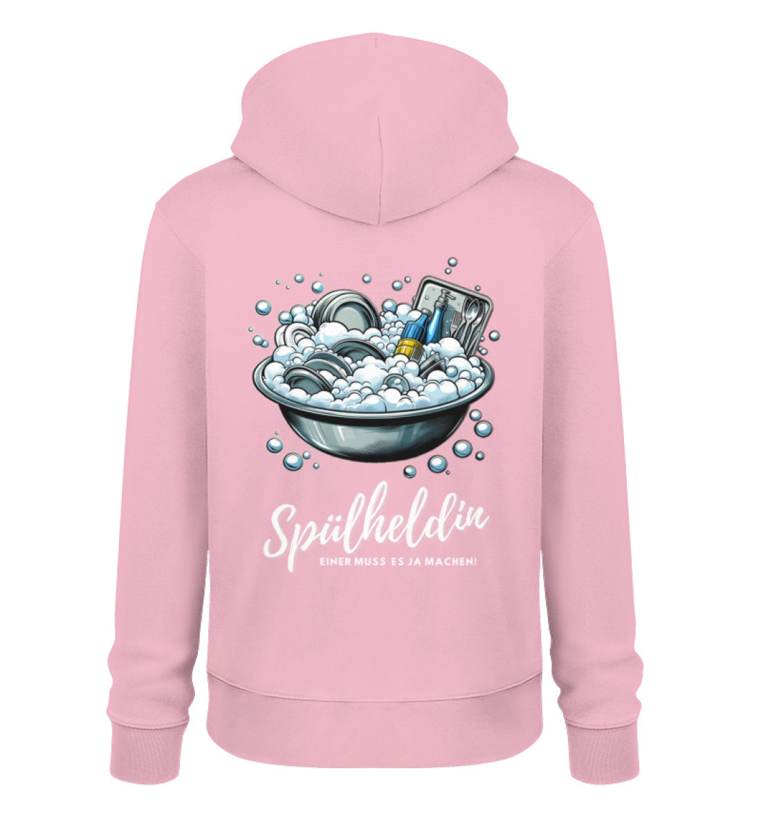 Camping Spülheldin Damen Organic Hoodie in Cotton Pink