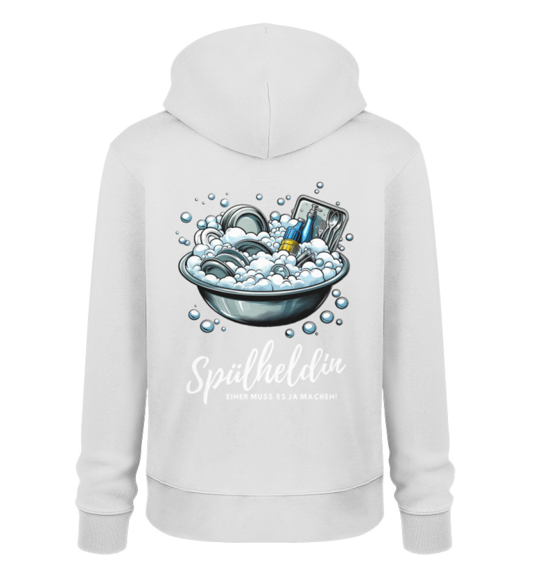 Camping Spülheldin Damen Organic Hoodie in Heather Grey