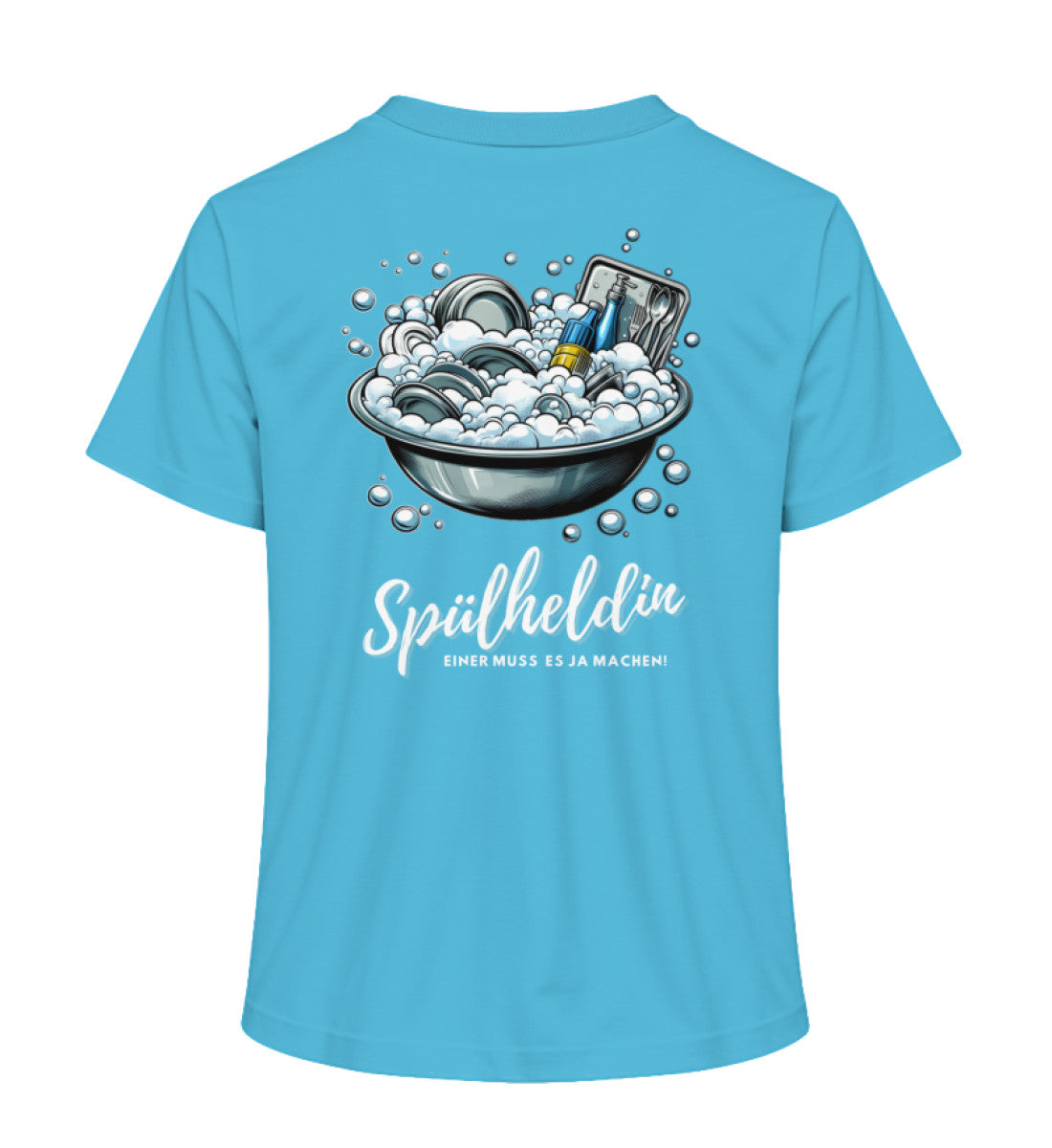 Camping Spülheldin Damen Organic T-Shirt in Aqua Blue