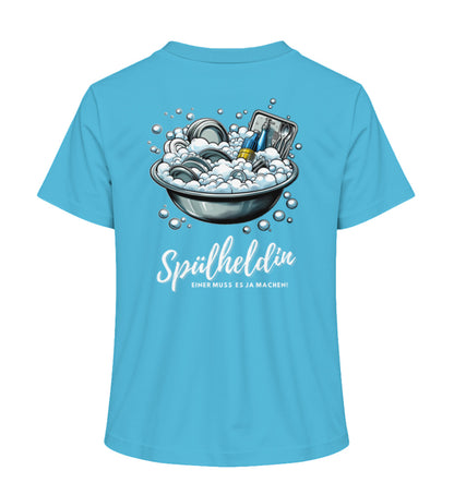 Camping Spülheldin Damen Organic T-Shirt in Aqua Blue