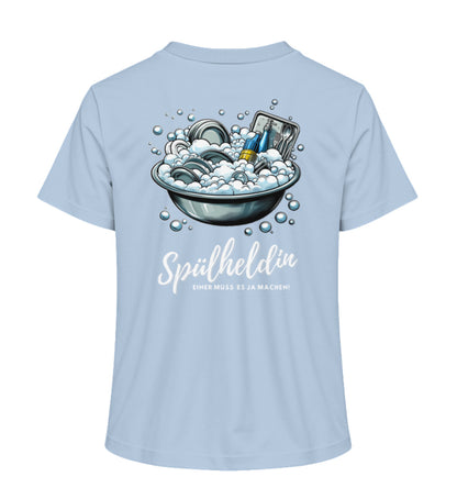 Camping Spülheldin Damen Organic T-Shirt in Blue Soul