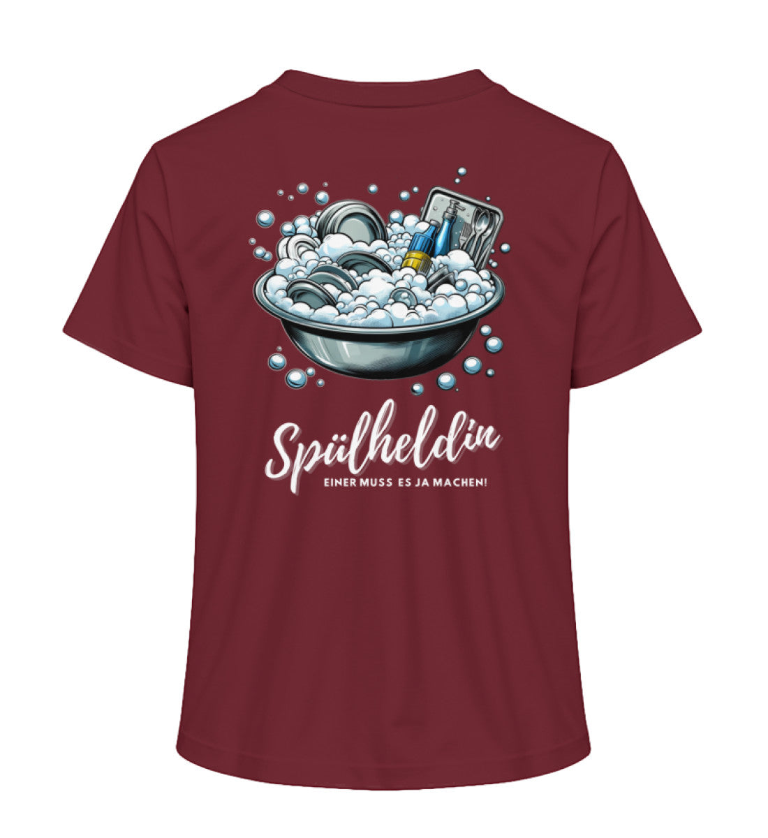 Camping Spülheldin Damen Organic T-Shirt in Burgundy