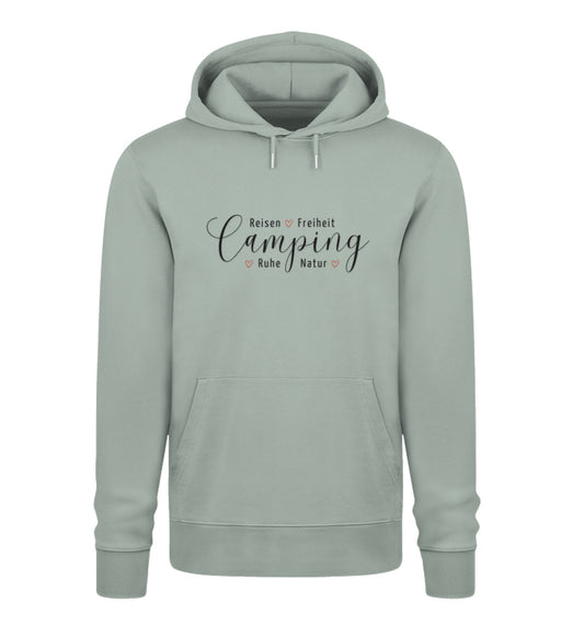 Camping Werte Damen Organic Hoodie in Aloe