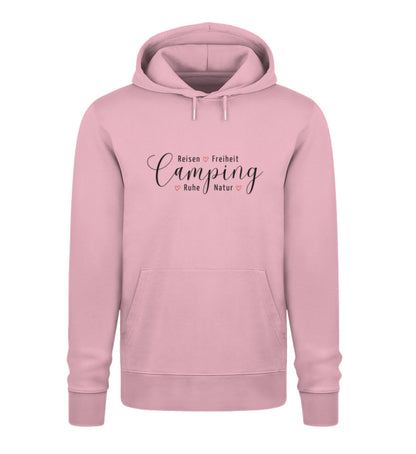 Camping Werte Damen Organic Hoodie in Cotton Pink