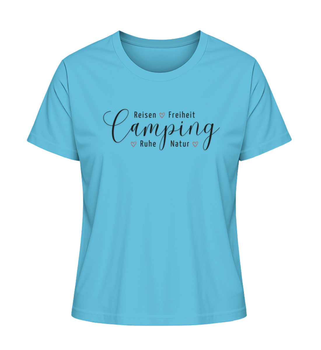 Camping Werte Damen Organic T-Shirt in Aqua Blue