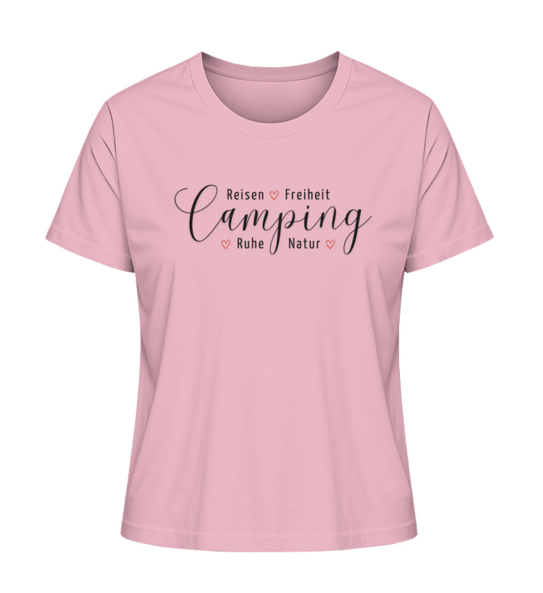 Camping Werte Damen Organic T-Shirt in Cotton Pink