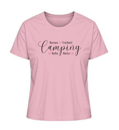 Camping Werte Damen Organic T-Shirt in Cotton Pink