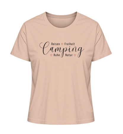 Camping Werte Damen Organic T-Shirt in Fraiche Peche