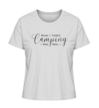 Camping Werte Damen Organic T-Shirt in Heather Grey