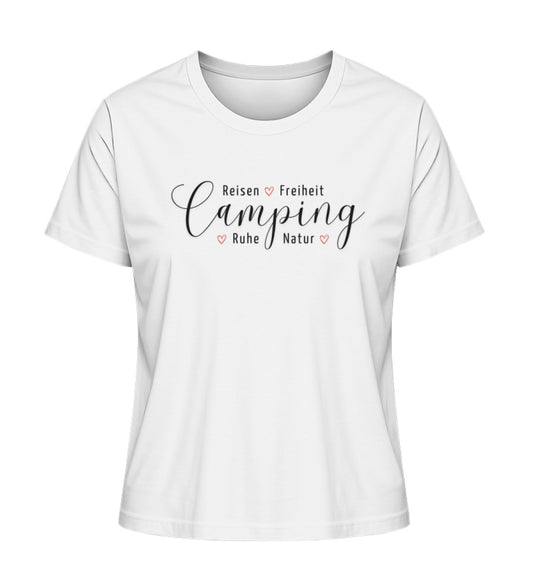 Camping Werte Damen Organic T-Shirt in Weiss