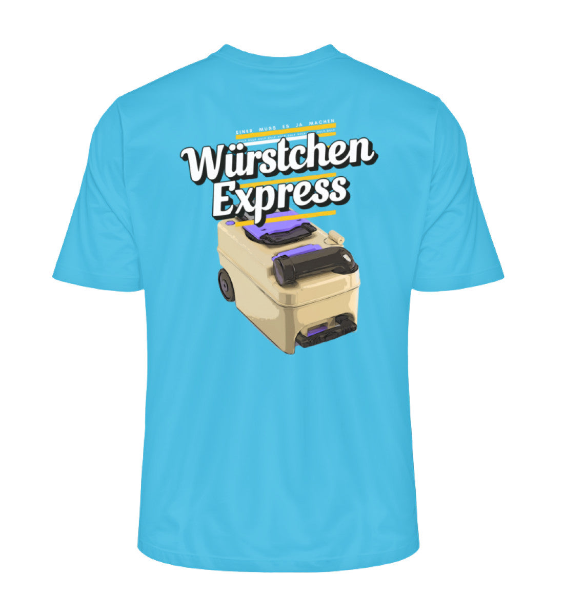 Camping Würstchen Express Herren Organic T-Shirt in Aqua Blue