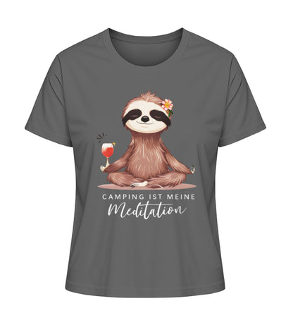 Camping ist Meditation Tshirt für Damen in Anthracite