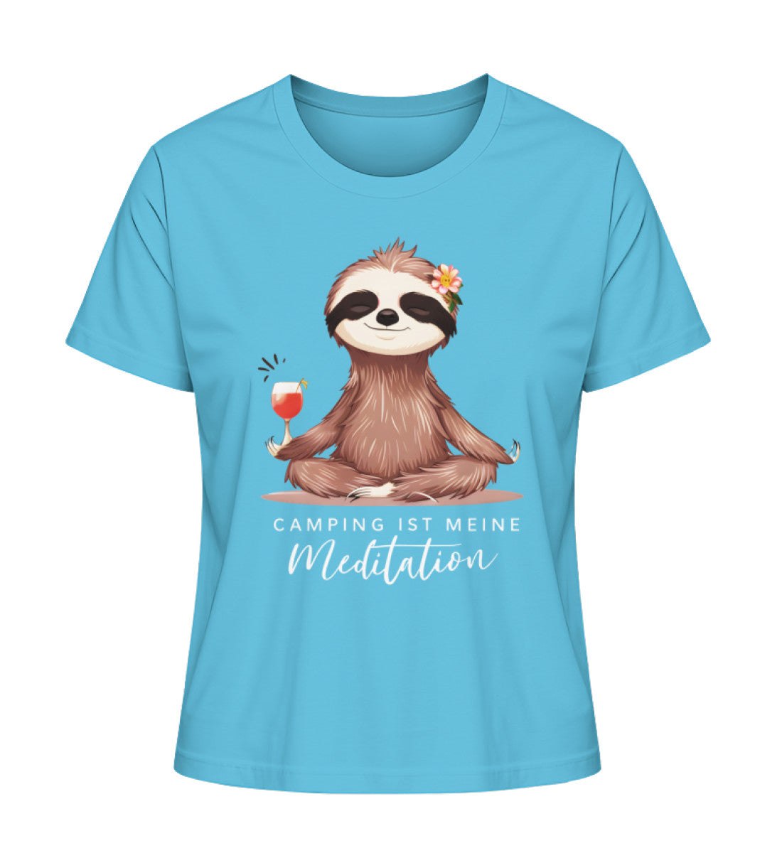 Camping ist Meditation Tshirt für Damen in Aqua Blue