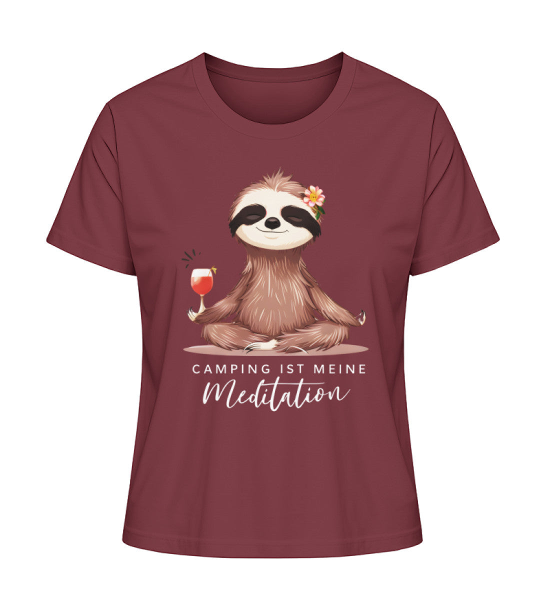 Camping ist Meditation Tshirt für Damen in Burgundy