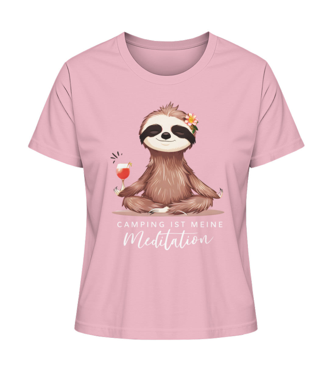 Camping ist Meditation Tshirt für Damen in Cotton Pink