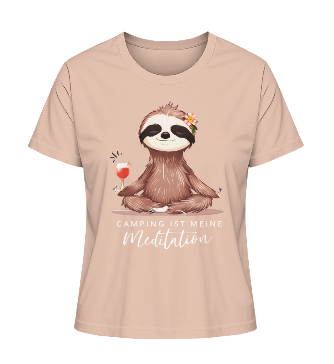 Camping ist Meditation Tshirt für Damen in Fraiche Peche