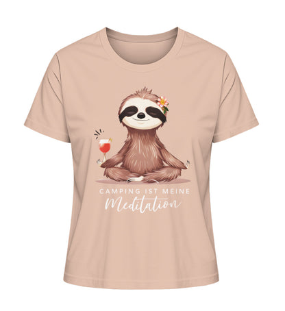 Camping ist Meditation Tshirt für Damen in Fraiche Peche