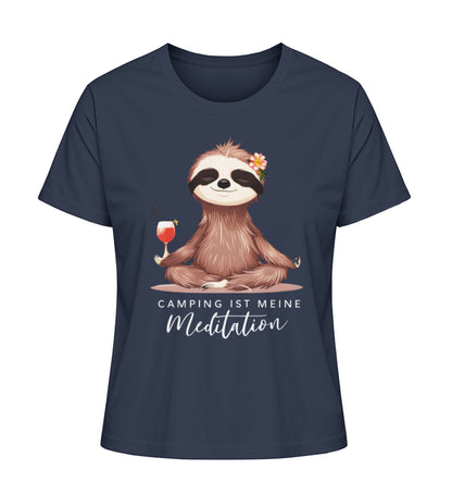 Camping ist Meditation Tshirt für Damen in French Navy