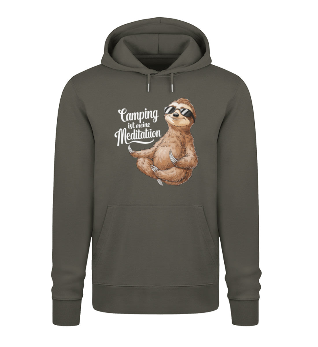 Camping ist Meditation Hoodie für Herren in Khaki