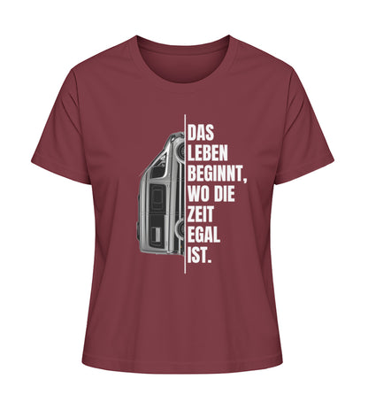 Camping ist Zeitlos Damen T-Shirt in  Burgundy